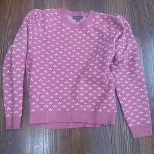 Adrianna Papell Pink and White Patterned Sweater